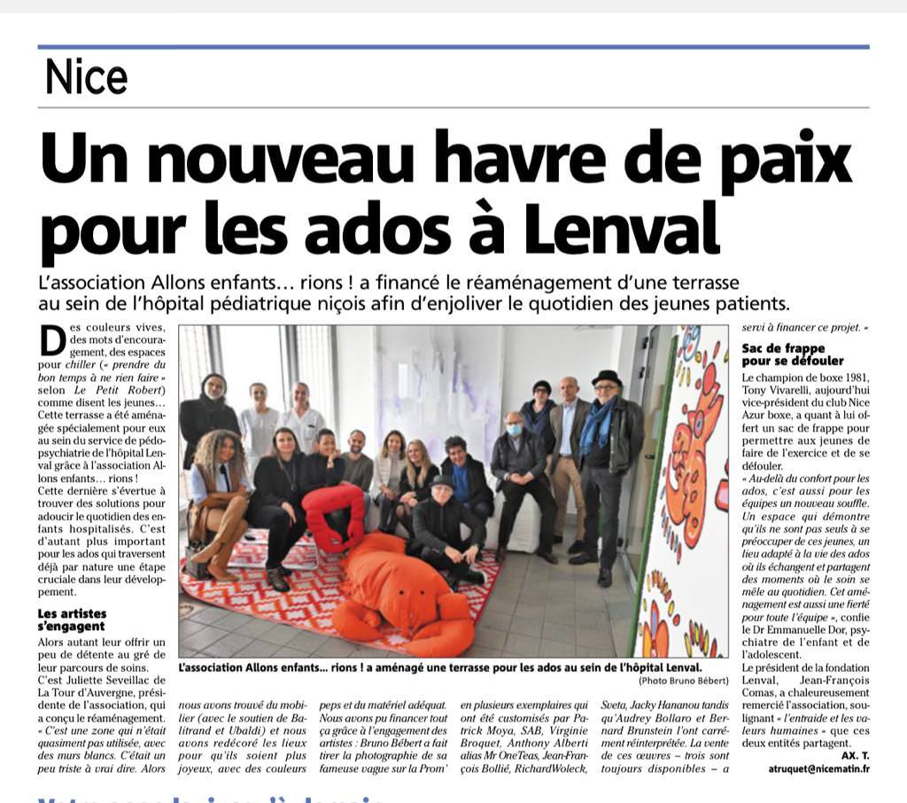 Nice Matin : Un nouveau havre de paix pour les ados à Lenval