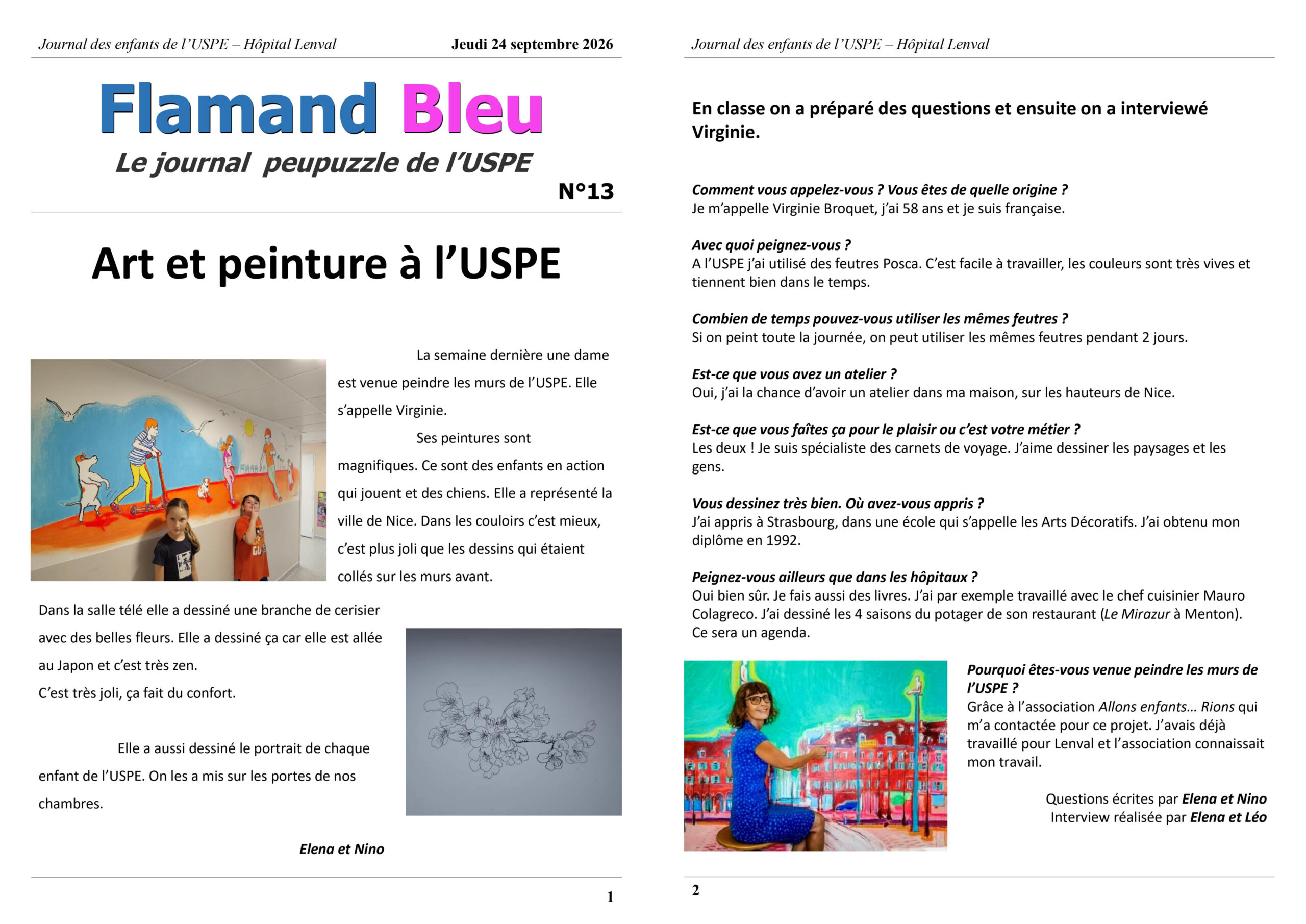 Flamand Bleu n°13 - Journal des enfants de l’USPE - Hôpital Lenval Nice